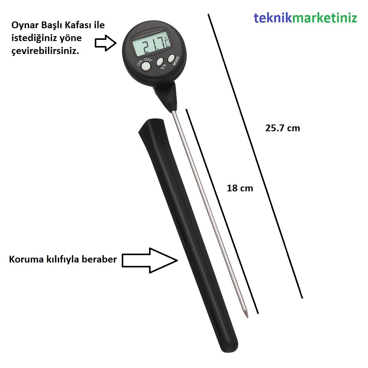 tfa dostmann 30.1021 dijital, oynar başlı konum ayarlı saplama problu hassas termometre tm832.1038